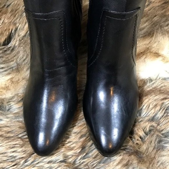 Guess Genuine Leather Leopard Faux Fur Knee High/Over the Knee Logo Ring Boot - Picture 8 of 16